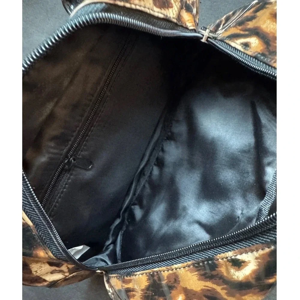 Betsey Johnson Leopard Print Top Handle Bag Clear Patent Trim Satchel Handbag